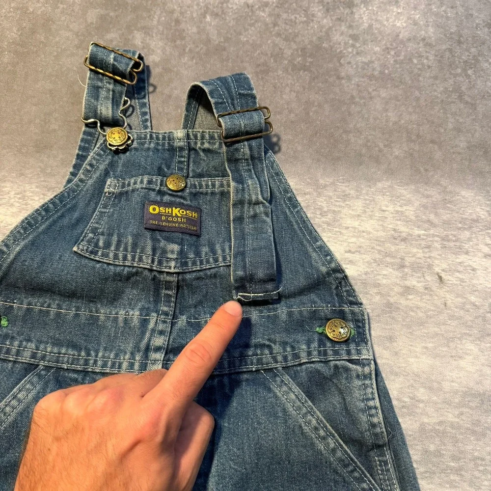 Vintage OshKosh B'gosh Kids Blue Denim Overalls Made in USA Cotton Dungarees 4T